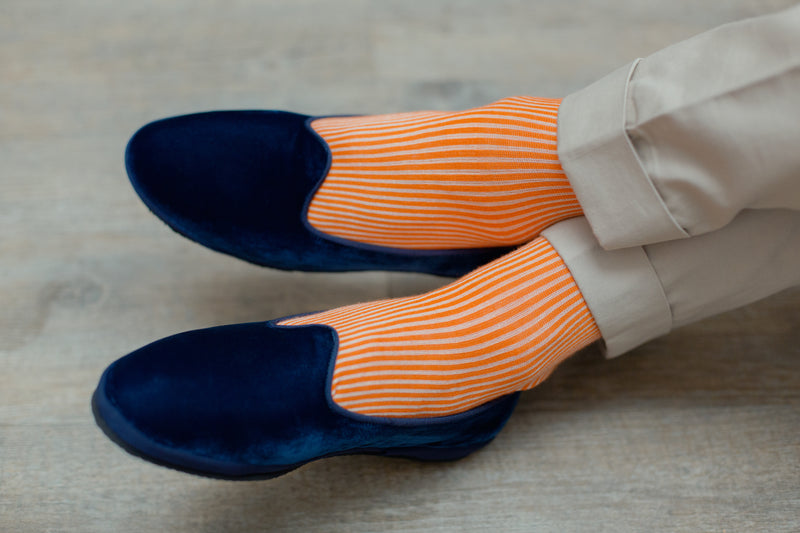 Orange & Beige - Deckchair Stripes - Cotton Lisle