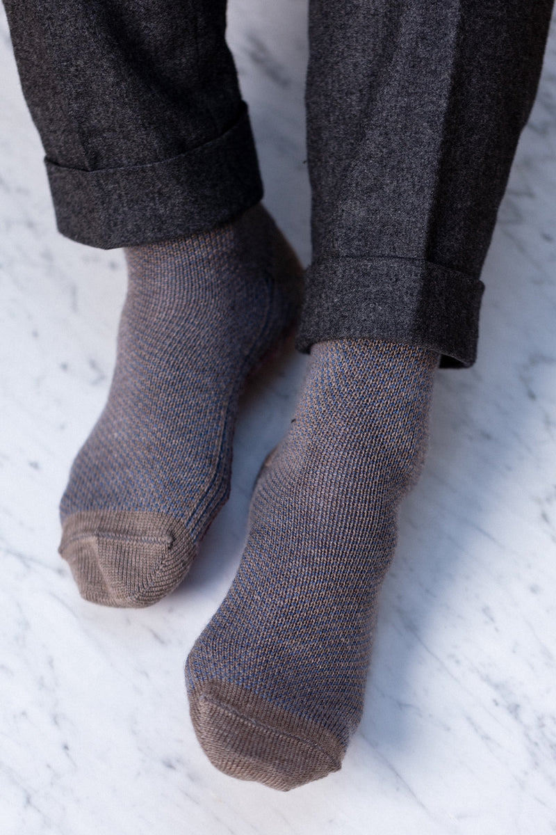 Chaussettes en laine mérinos pour femme - Marron foncé / Taupe