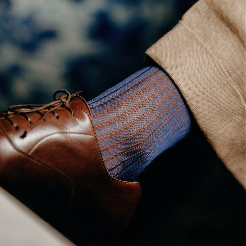 Midnight Blue & Hazel - Cotton Lisle