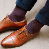Night Blue & Hazelnut - Houndstooth - Super-durable Cotton Lisle