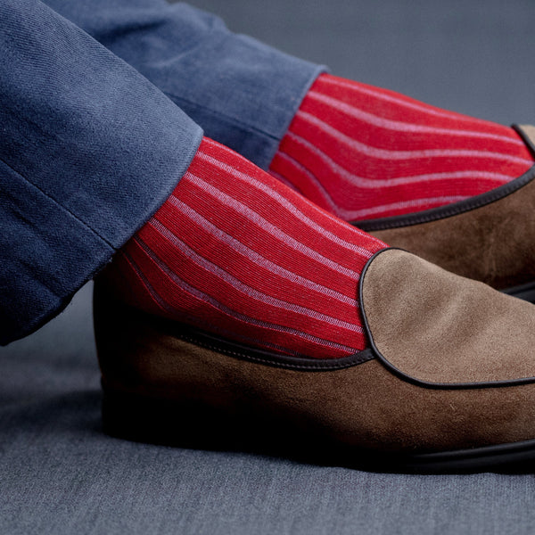 Red & Sky Blue - Super-Durable Cotton Lisle