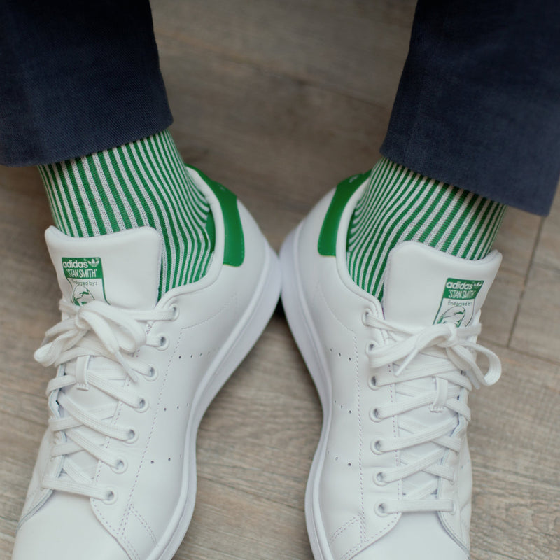 Vert & Blanc - Rayures transat - Super-solide fil d'Écosse