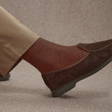 Dark brown &amp; orange - Caviar - Wool and Cotton lisle