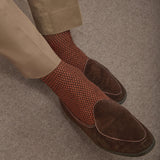 Dark brown &amp; orange - Caviar - Wool and Cotton lisle