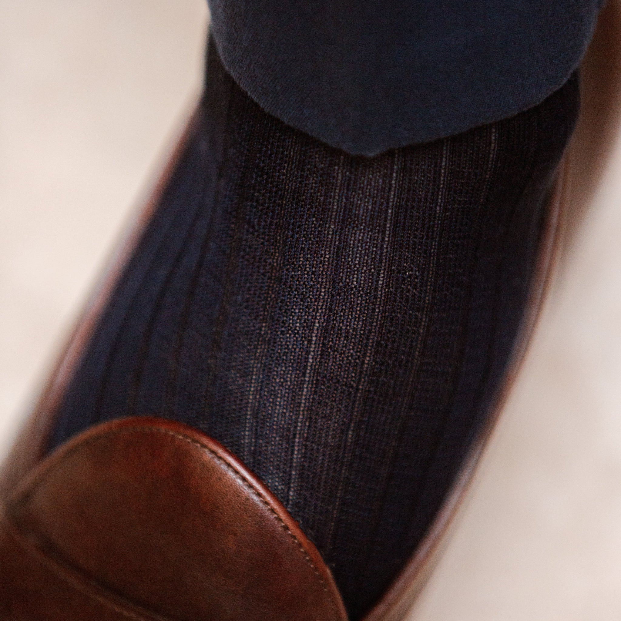 紺ハイソックス - シルク100％ - Mazarin - Mes Chaussettes Rouges