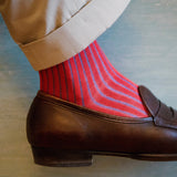 Red & Sky Blue - Cotton Lisle