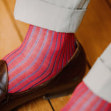Red & Sky Blue - Cotton Lisle