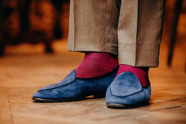 Royal Blue & Red - Cotton Lisle