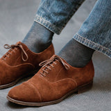 Navy Blue & Steel Blue - Herringbone - Cotton Lisle