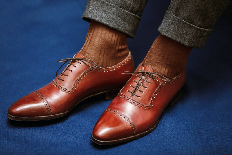 Chaussettes couleur noisette, en 100% fil d'Écosse. Modèle pour homme de mi-bas (chaussettes hautes) de la marque Mazarin. Chaussettes fine, douces et durables qui se portent toute l'année. Pointure : du 36 au 49