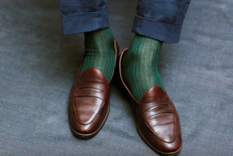 Short academy green socks - 100% Lisle thread - Mazarin – Mes ...