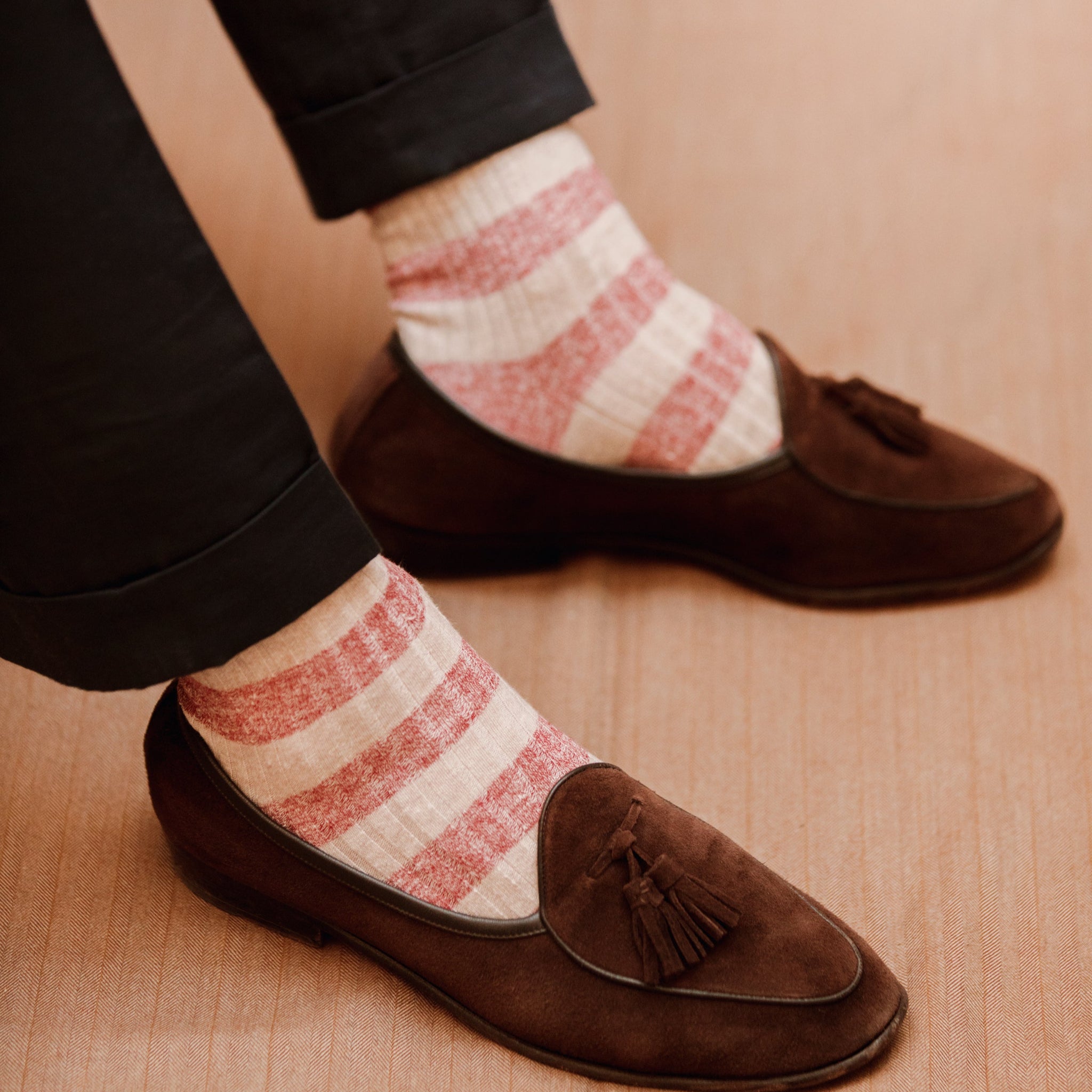 Rot & Beige - Leinen & Baumwolle