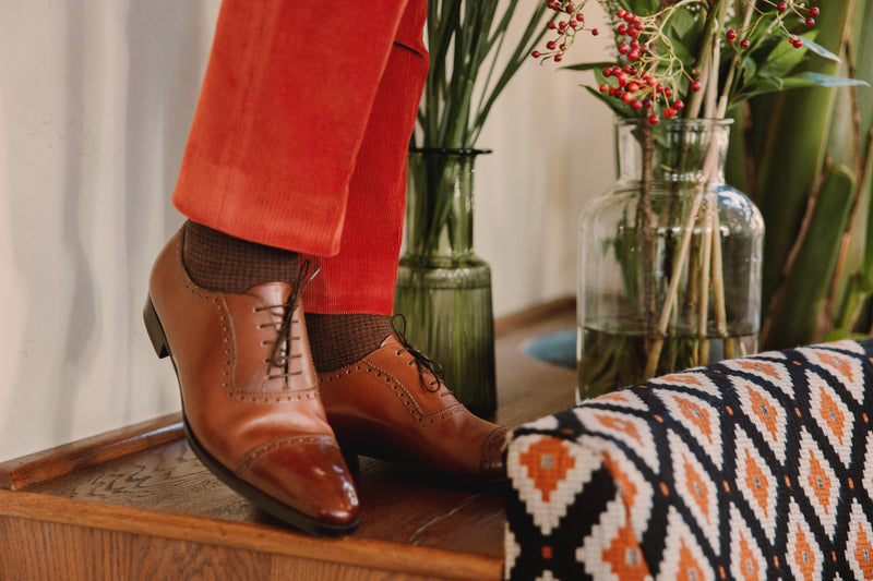 Noisette & Kaki - Pied-de-poule - Laine