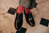 Chaussettes de couleur vieux rose en 72% fil d'Ecosse, 26% polyamide, 2% élasthanne. Modèle pour femme de mi-mollet (courtes) de la marque Daphné. Douces et fines. Pointures : du 36 au 41