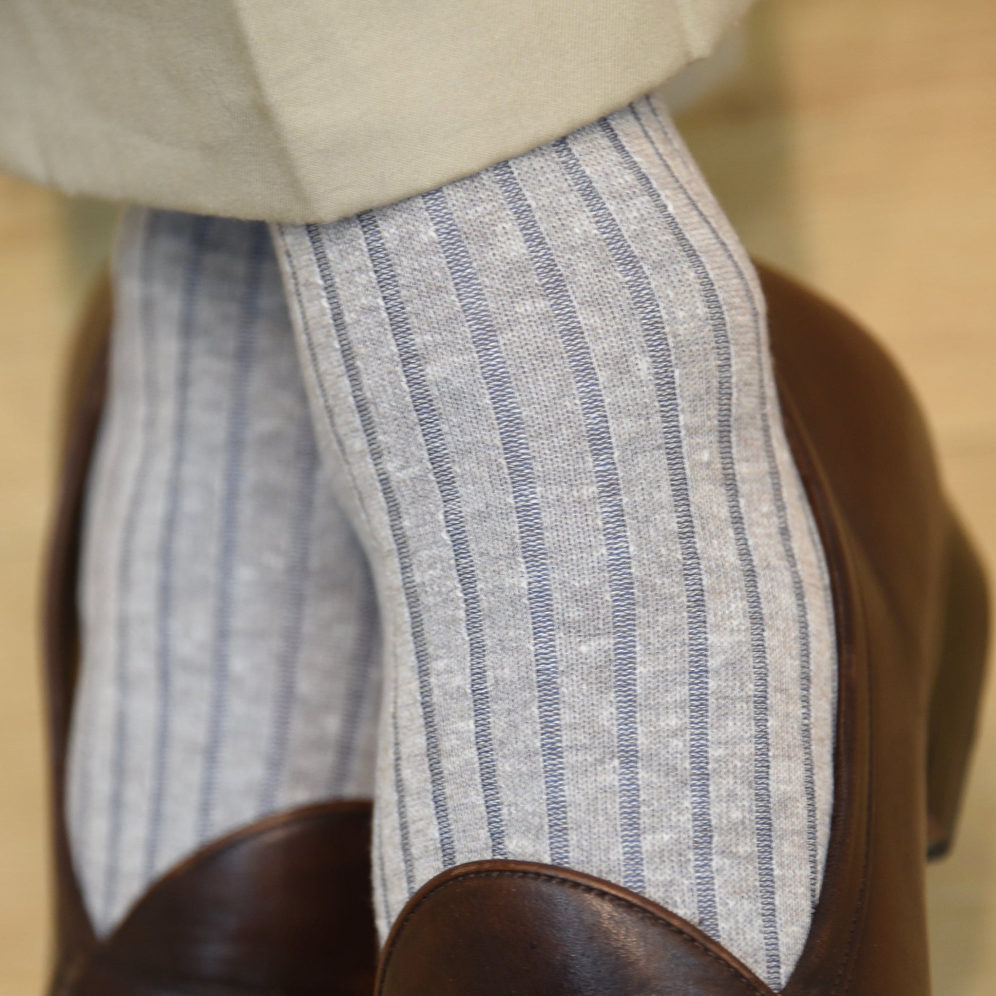 Beige & Blau - Leinen & Baumwolle