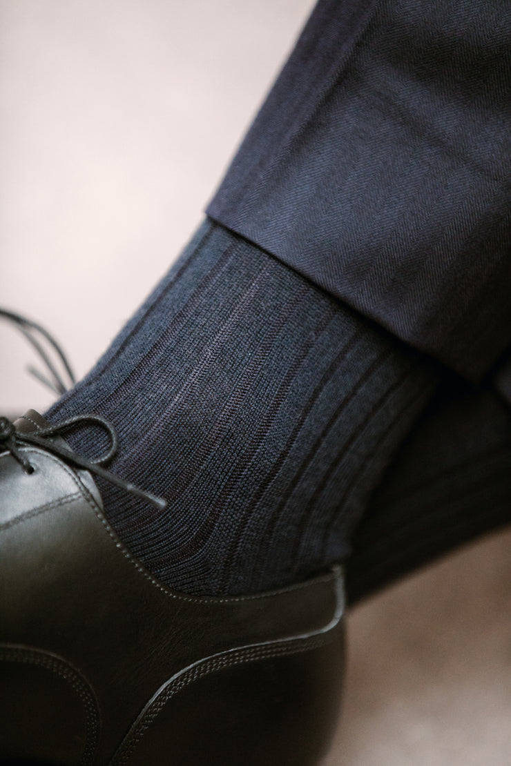 Short navy blue socks - Super-strong wool - Mazarin – Mes Chaussettes ...