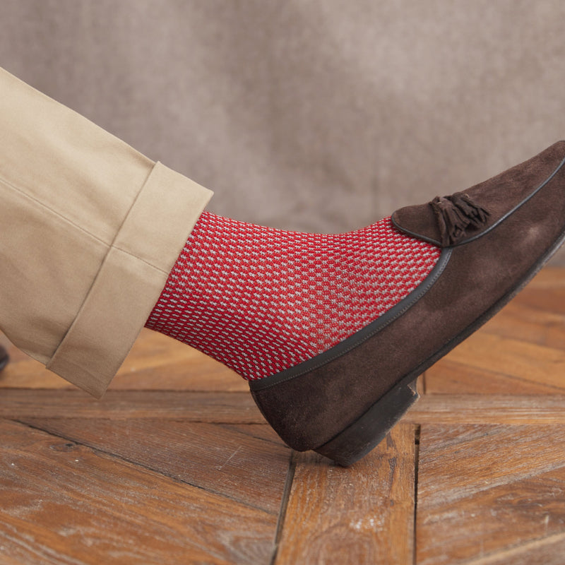 Red &amp; Gray - Caviar - Wool and Cotton lisle