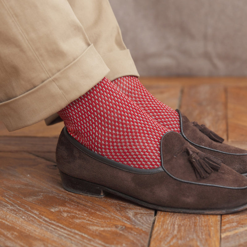 Red &amp; Gray - Caviar - Wool and Cotton lisle