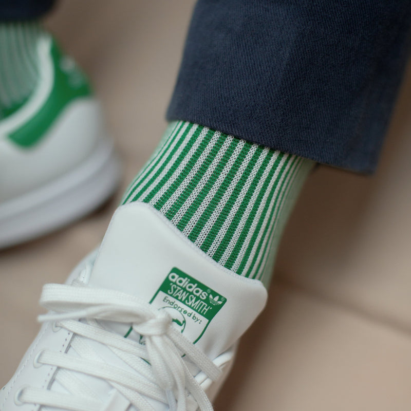 Vert & Blanc - Rayures transat - Super-solide fil d'Écosse